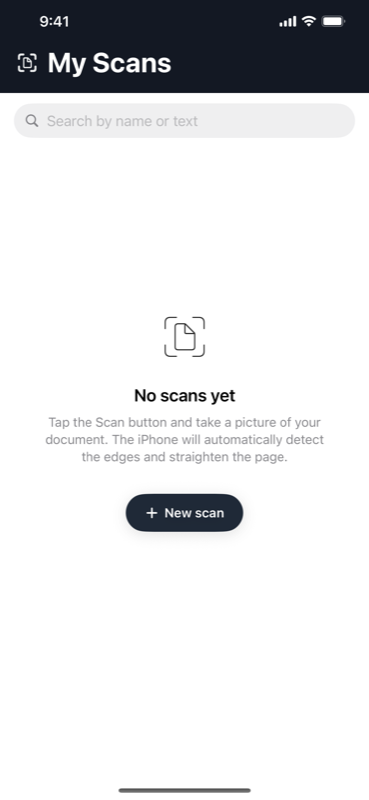 Simple Scanner welcome screen