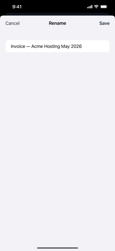 Renaming a scan in Simple Scanner
